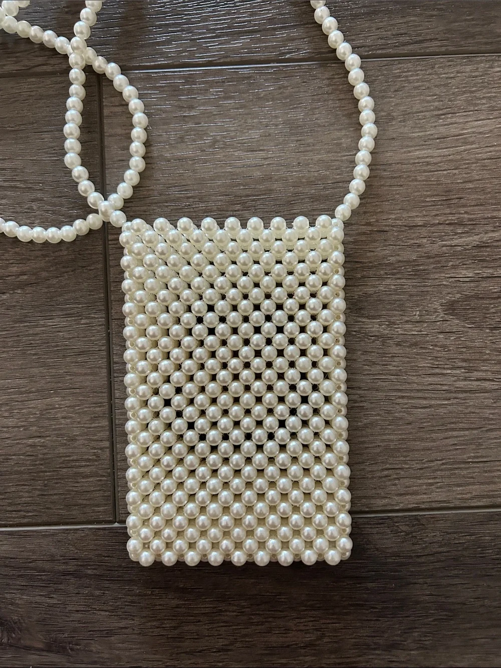 Pearl Beaded Kids Crossbody Bag with Smiley Face
